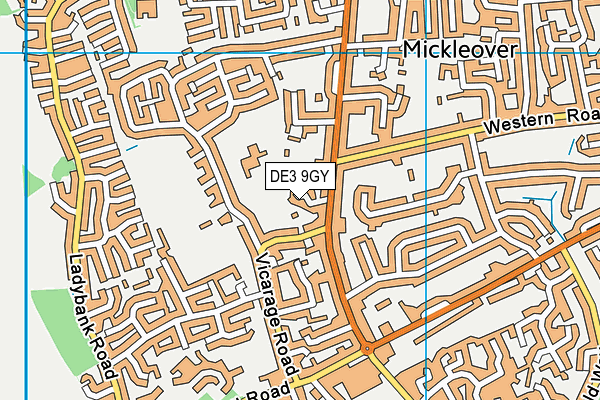 DE3 9GY map - OS VectorMap District (Ordnance Survey)
