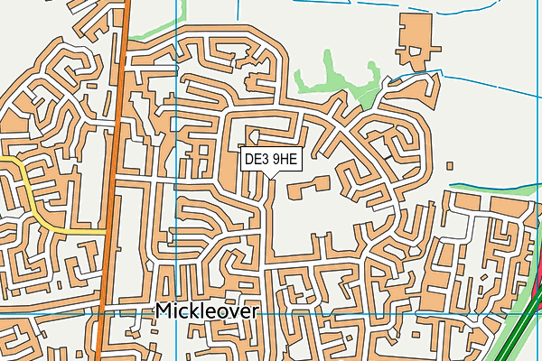 DE3 9HE map - OS VectorMap District (Ordnance Survey)