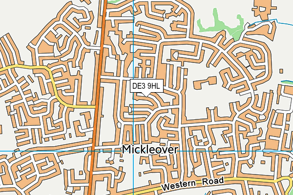 DE3 9HL map - OS VectorMap District (Ordnance Survey)
