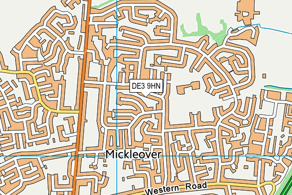 DE3 9HN map - OS VectorMap District (Ordnance Survey)