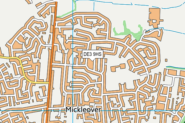 DE3 9HS map - OS VectorMap District (Ordnance Survey)