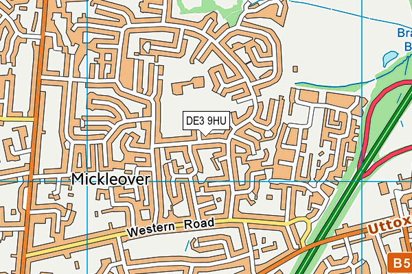 DE3 9HU map - OS VectorMap District (Ordnance Survey)