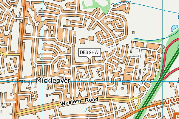 DE3 9HW map - OS VectorMap District (Ordnance Survey)