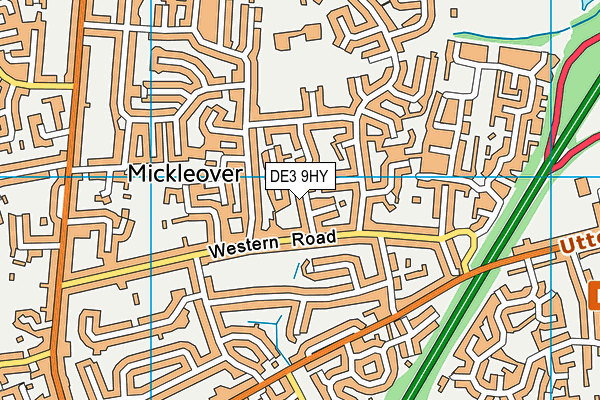DE3 9HY map - OS VectorMap District (Ordnance Survey)