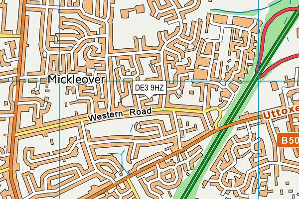 DE3 9HZ map - OS VectorMap District (Ordnance Survey)