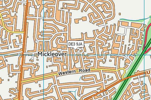 DE3 9JA map - OS VectorMap District (Ordnance Survey)