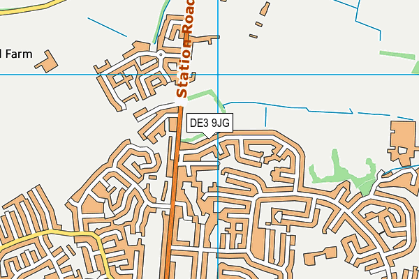 DE3 9JG map - OS VectorMap District (Ordnance Survey)