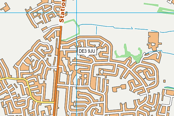 DE3 9JU map - OS VectorMap District (Ordnance Survey)