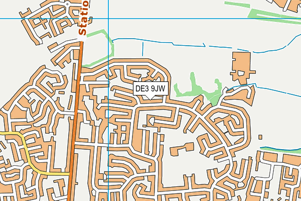DE3 9JW map - OS VectorMap District (Ordnance Survey)