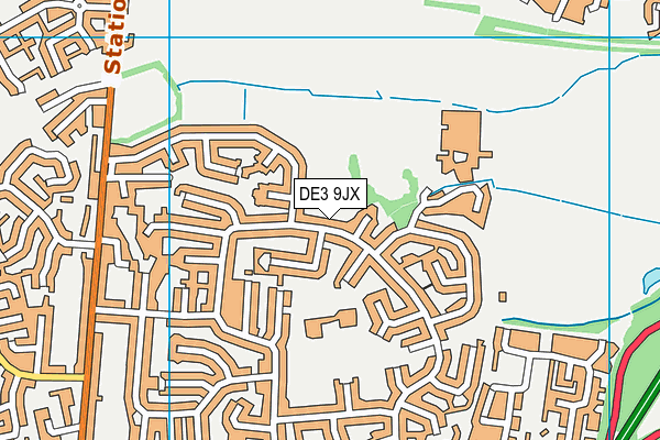 DE3 9JX map - OS VectorMap District (Ordnance Survey)