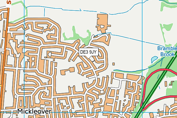 DE3 9JY map - OS VectorMap District (Ordnance Survey)