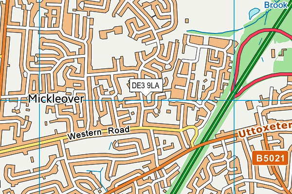 DE3 9LA map - OS VectorMap District (Ordnance Survey)