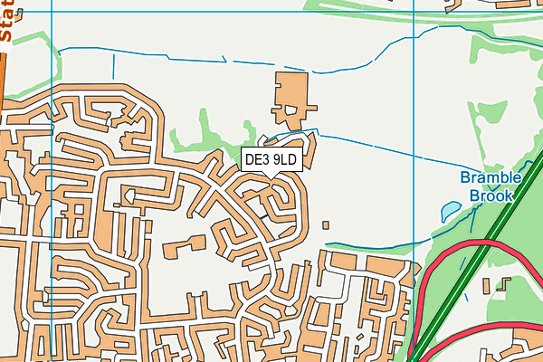 DE3 9LD map - OS VectorMap District (Ordnance Survey)