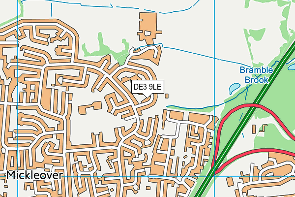 DE3 9LE map - OS VectorMap District (Ordnance Survey)