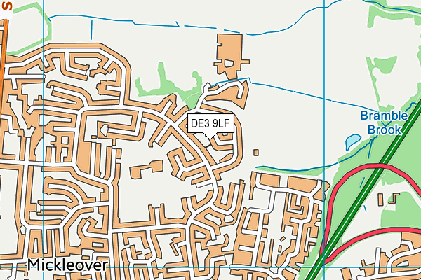 DE3 9LF map - OS VectorMap District (Ordnance Survey)