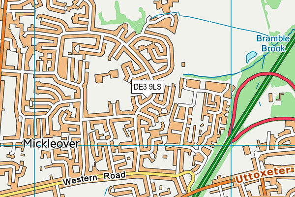 DE3 9LS map - OS VectorMap District (Ordnance Survey)