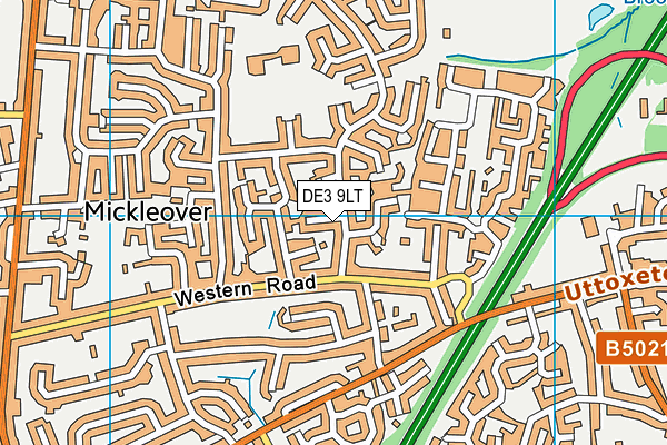 DE3 9LT map - OS VectorMap District (Ordnance Survey)