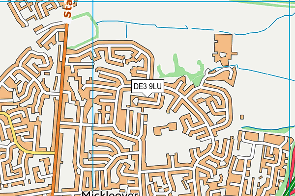 DE3 9LU map - OS VectorMap District (Ordnance Survey)