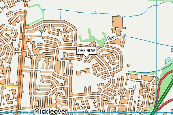 DE3 9LW map - OS VectorMap District (Ordnance Survey)