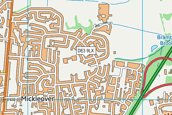 DE3 9LX map - OS VectorMap District (Ordnance Survey)
