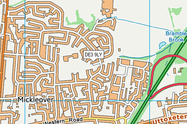 DE3 9LY map - OS VectorMap District (Ordnance Survey)