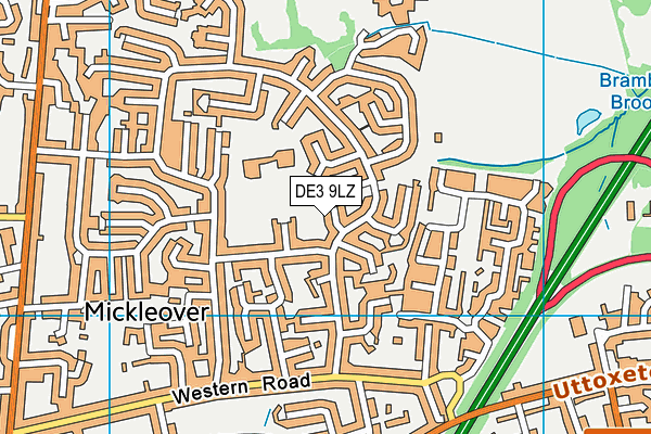 DE3 9LZ map - OS VectorMap District (Ordnance Survey)
