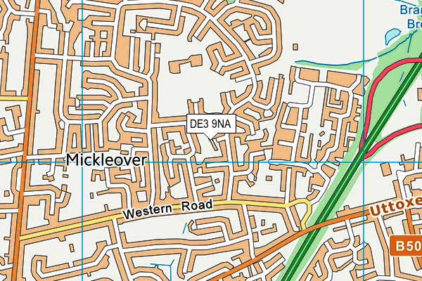 DE3 9NA map - OS VectorMap District (Ordnance Survey)