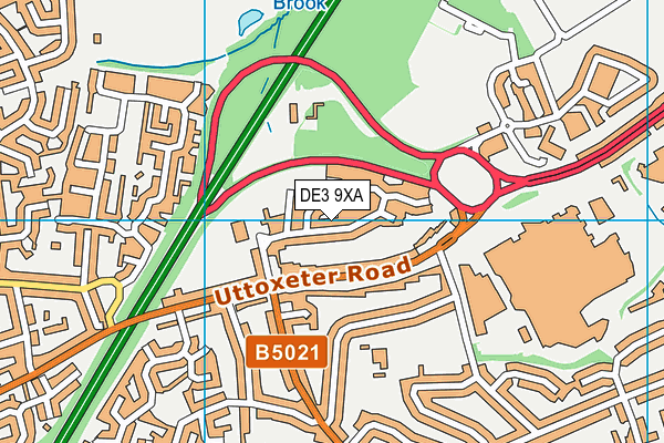 DE3 9XA map - OS VectorMap District (Ordnance Survey)