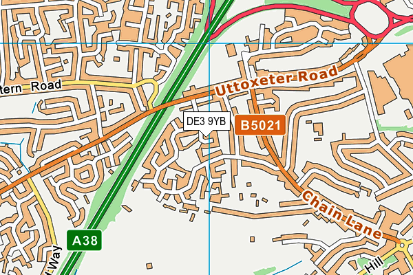 DE3 9YB map - OS VectorMap District (Ordnance Survey)