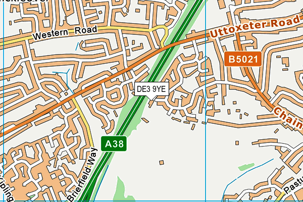 DE3 9YE map - OS VectorMap District (Ordnance Survey)