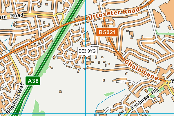 DE3 9YG map - OS VectorMap District (Ordnance Survey)