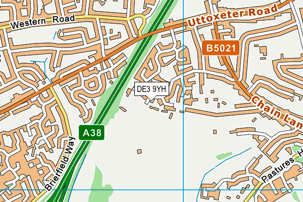DE3 9YH map - OS VectorMap District (Ordnance Survey)