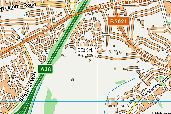 DE3 9YL map - OS VectorMap District (Ordnance Survey)