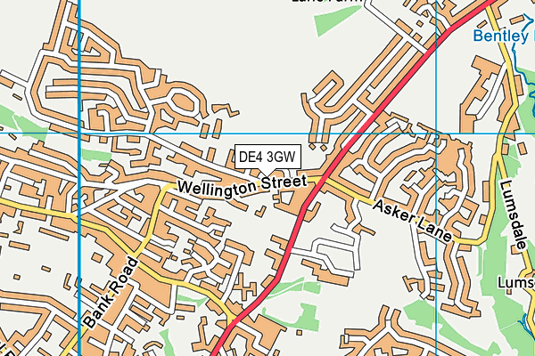 DE4 3GW map - OS VectorMap District (Ordnance Survey)