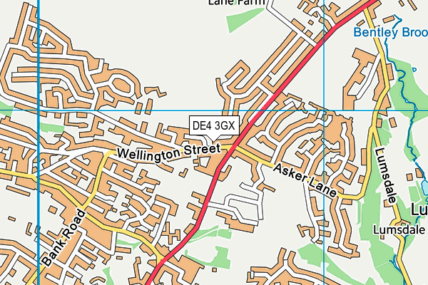 DE4 3GX map - OS VectorMap District (Ordnance Survey)