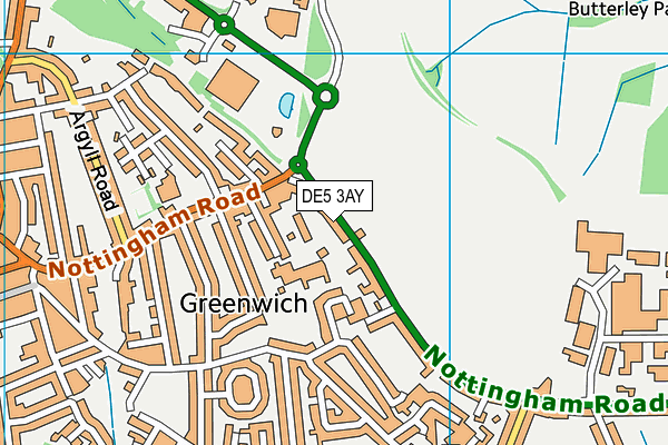 Nottingham Road Playing Fields map (DE5 3AY) - OS VectorMap District (Ordnance Survey)