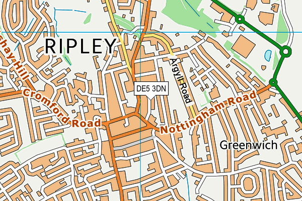 DE5 3DN map - OS VectorMap District (Ordnance Survey)