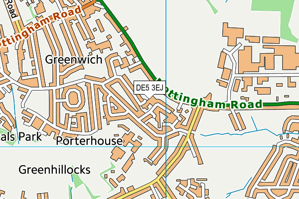 DE5 3EJ map - OS VectorMap District (Ordnance Survey)