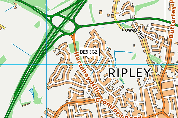 DE5 3GZ map - OS VectorMap District (Ordnance Survey)