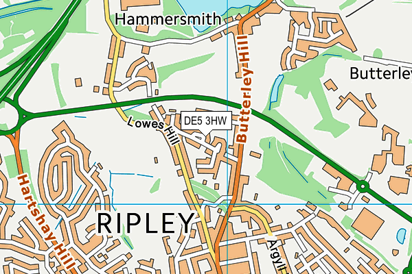 DE5 3HW map - OS VectorMap District (Ordnance Survey)