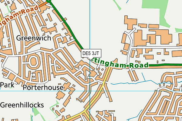 DE5 3JT map - OS VectorMap District (Ordnance Survey)