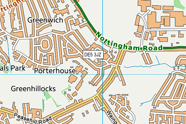 DE5 3JZ map - OS VectorMap District (Ordnance Survey)