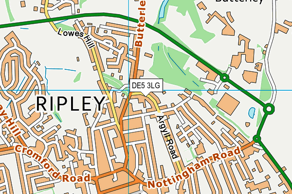 DE5 3LG map - OS VectorMap District (Ordnance Survey)