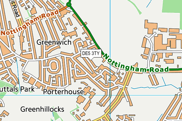 DE5 3TY map - OS VectorMap District (Ordnance Survey)