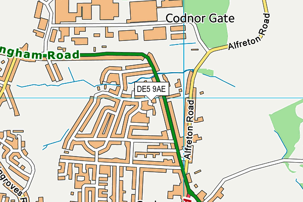 DE5 9AE map - OS VectorMap District (Ordnance Survey)