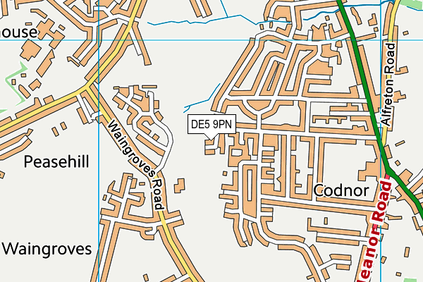 DE5 9PN map - OS VectorMap District (Ordnance Survey)