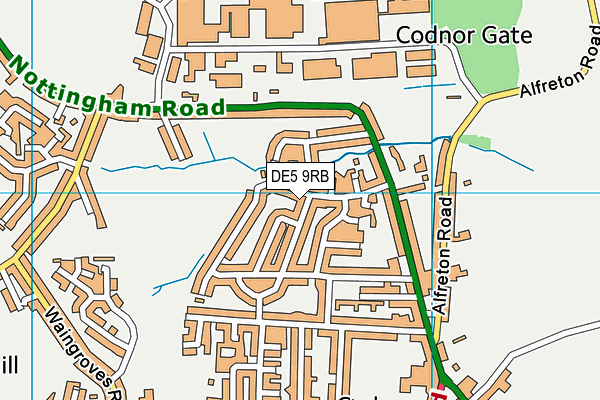 DE5 9RB map - OS VectorMap District (Ordnance Survey)