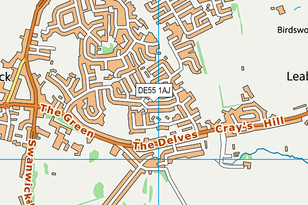 DE55 1AJ map - OS VectorMap District (Ordnance Survey)