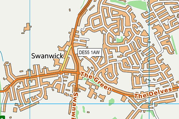 DE55 1AW map - OS VectorMap District (Ordnance Survey)