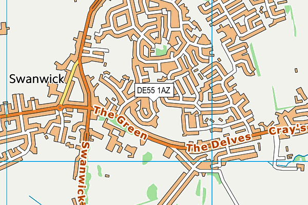 DE55 1AZ map - OS VectorMap District (Ordnance Survey)